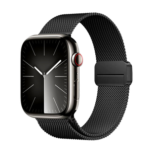 适用iwatch手表带S10磁吸金属编织表带applewatch8/7/6新款s9透气不锈钢带苹果米兰尼斯链式男款Ultra2夏天se