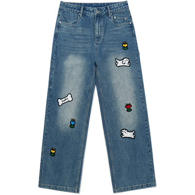 GUUKA美式复古阔腿牛仔裤