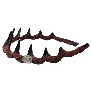 黑色丝绒麻花水钻高颅顶发箍带齿防滑齿梳头饰女秋冬高级感头箍