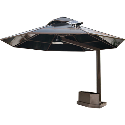 户外遮阳伞庭院花园阳光板灯带伞