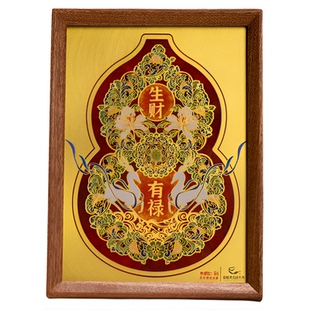 朱炳仁铜X敦煌美术研究所 生财有禄桌屏书桌桌面装饰画铜雕画葫芦