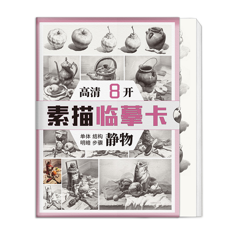 绘改变 素描石膏静物临摹卡  蔡兼单体组合结构步骤明暗文创作品高清精美创意艺考校考高级入门教材基础教程8开原画袋装手稿