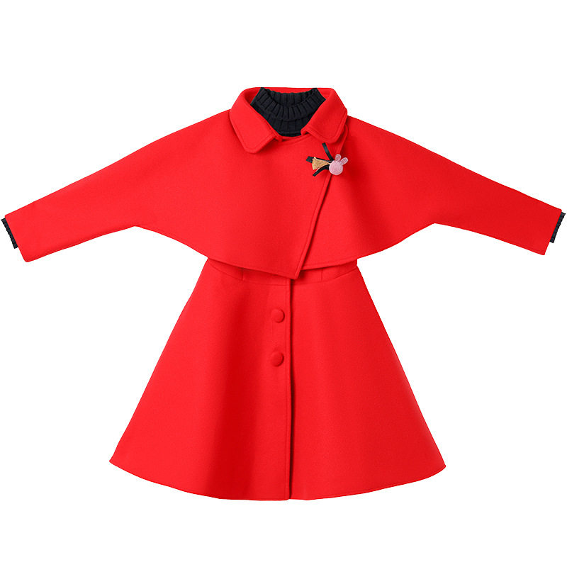 女童红色背心裙套装2025冬新年服