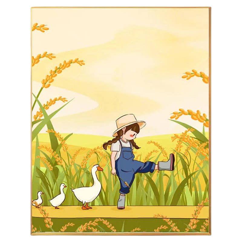 现代简约治愈系乡村景色装饰画
