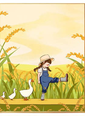 现代简约治愈系乡村景色装饰画