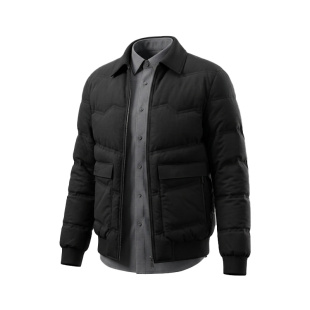 【加厚简约】古鲨黑色面包羽绒服男商务立领直筒外套2026冬装新款
