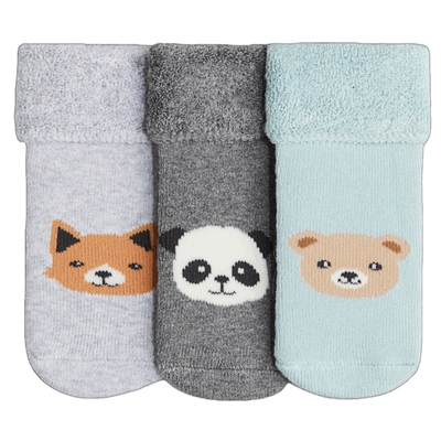 HM童装男婴女婴3双装袜子春季动物印花保暖毛圈袜1167714