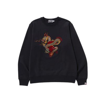 限定图腾字母刺绣圆领卫衣BAPE