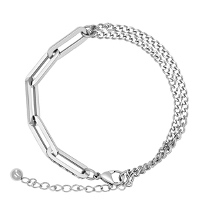 【黑度官方】不过敏日韩简约潮流嘻哈拼接双层设计男女款钛钢手链