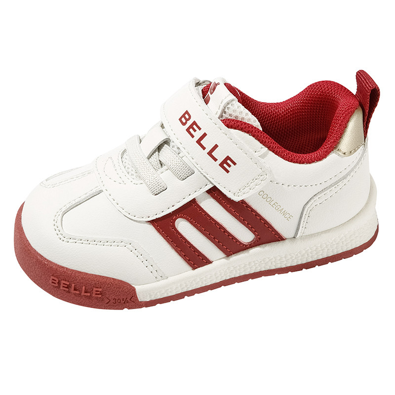 百丽童鞋25秋冬红鞋马年男女童新年稳步运动鞋宝宝鞋加绒保暖休闲