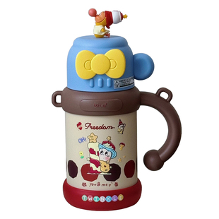 可爱吸管保温杯星星人高颜值学生儿童背带便携不锈钢泡茶喝水杯子