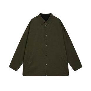 速写男装春秋新品衬衫式夹克男士灯芯绒复古时尚潮流通勤翻领外套