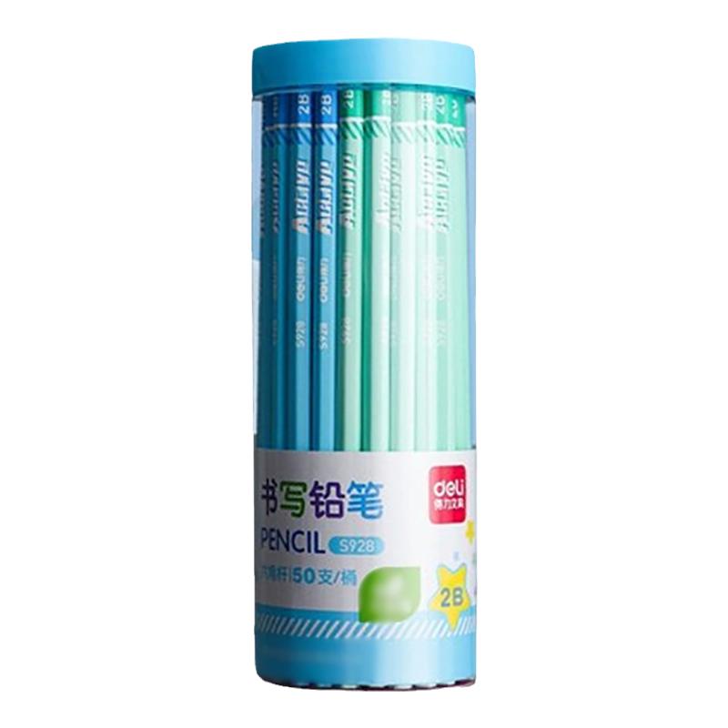 得力铅笔小学生无毒小学生儿童专用铅笔一二年级无铅无毒HB幼儿园用六角杆彩色2B带橡皮擦头铅笔削笔机套装