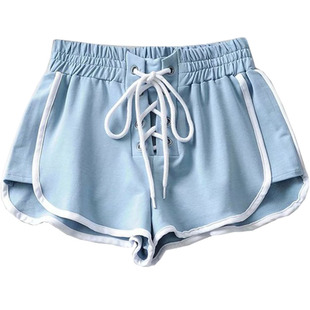 休闲运动短裤女2021夏季居家睡裤宽松显瘦绑绳外穿瑜伽跑步热裤潮