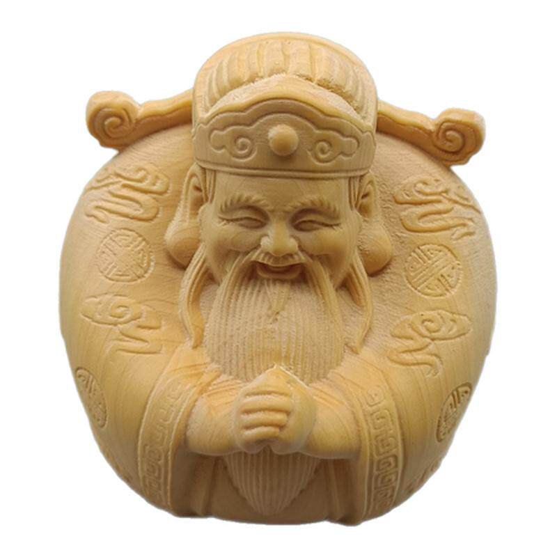 新款黄杨木精雕财神爷手把件