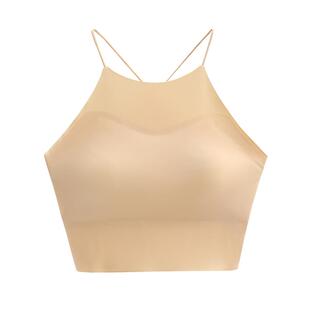 吊带女抹胸背心挂脖内衣一体带胸垫夏季无痕冰丝上衣长款肚兜美背
