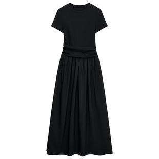 【热销补货】欧时力 A字黑色连衣裙长裙法式气质流行穿搭25夏季