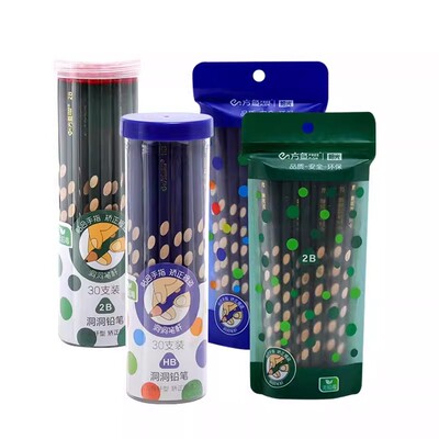 洞洞铅笔小学生专用幼儿园初学者一二年级2B铅笔矫正握姿大三角HB2比练字考试涂卡正品无毒写字海豚素描原木