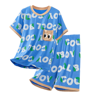 男童睡衣青少年男孩中大童莫代尔夏季薄款儿童新款短袖空调家居服