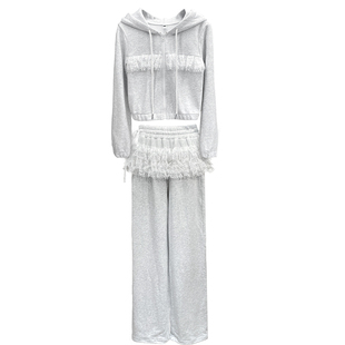 熊熊屋【元气芭蕾】乖巧少女感芭蕾风拼接蕾丝卫衣卫裤休闲套装