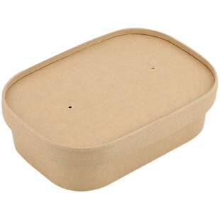 一次性牛皮纸饭盒椭圆平盖美式方盒可降解餐盒打包环保沙拉便当盒
