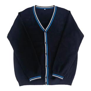 2025年爆款针织开衫纯棉针织情侣毛衣外套校园风V领长袖英伦男女