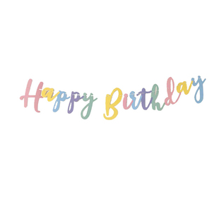 Happy birthday banner生日英文字母拉旗鱼尾旗粉色彩旗装饰拉花