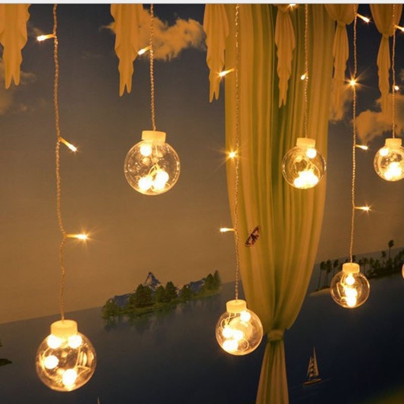 LED许愿球窗帘灯 满天星星灯圆球装饰梦幻挂灯彩灯婚庆卧室直揪间