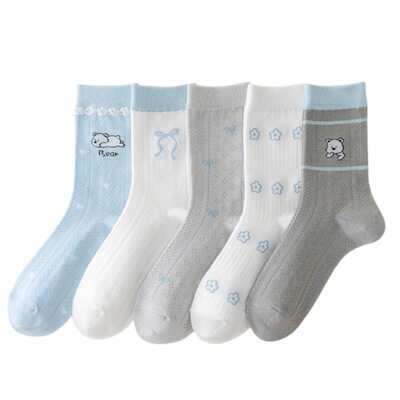 春夏薄款日系卡通女中筒透气棉袜