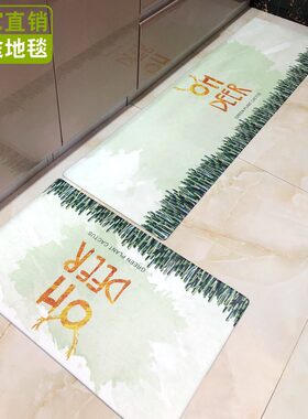 厂家直销厨房地垫防滑吸水门垫科技皮家用脚垫绿色草地图案