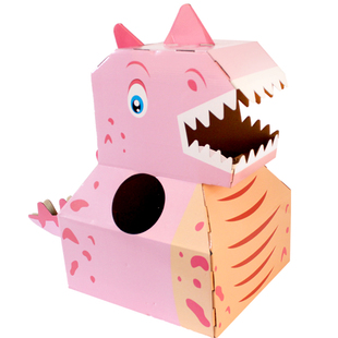 恐龙纸箱可穿戴霸王龙纸盒套头玩具纸壳儿童手工diy制作纸板箱子