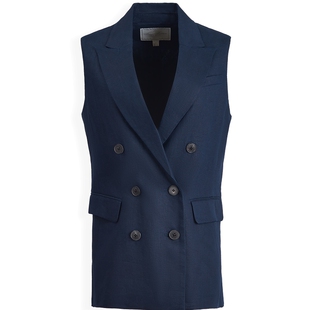 [100%亚麻]Brooks Brothers/布克兄弟女士春夏季新款双排扣马甲