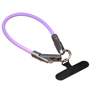 手机挂绳数据线短30cm便携充电宝线二合一硅胶充电线快充typec适用苹果16手腕绳15防摔吊绳男女款挂件可拆卸