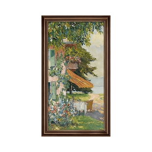 梵高油画玄关装饰画竖版莫奈美式复古壁画入户正对门走廊过道挂画