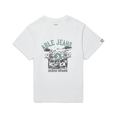 ABLE JEANS25夏季新款植物研究院系列女士美式复古印花短袖T恤