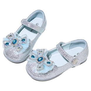 红蜻蜓女童鞋2026春季新款水钻艾莎公主水晶鞋儿童小皮鞋演出单鞋