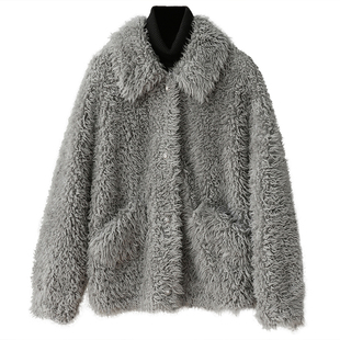 羊剪绒大衣女2025冬新短款韩版流行高档海宁羔羊毛毛颗粒皮草外套
