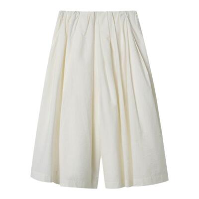 PLANITES褶皱显瘦白色大裙摆裙裤