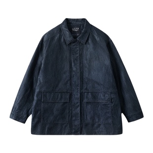 ETHOS做旧复古帅气宽松中长款酷飒西装皮衣2025秋冬新款鹿皮外套