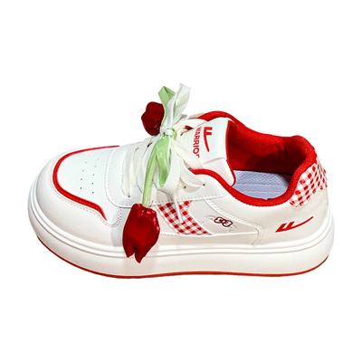 回力酒红郁金香小白鞋女秋冬新款