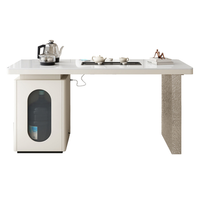 奶油风阳台岩板茶桌2025新款小型