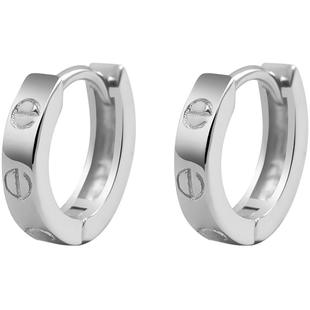 卡伦图纯银耳环女螺丝钉耳扣素圈耳圈养耳洞耳骨环圈圈耳饰男耳钉