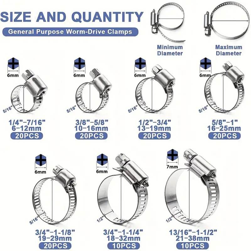 盒装美式喉箍120ocs卡箍管箍管夹煤气管抱箍