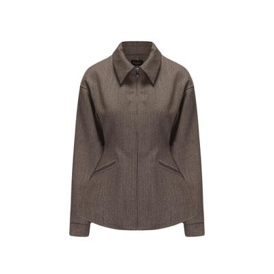 廓形下摆绵羊毛收腰拉链外套