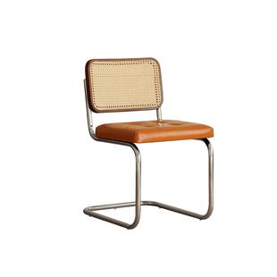 出乎生活可可西里餐椅藤编椅黑胡桃木餐桌椅子家用靠背椅书桌椅