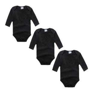 100%纯棉新生儿连体衣长袖春秋婴儿衣服纯色哈衣爬服婴儿宝宝衣服