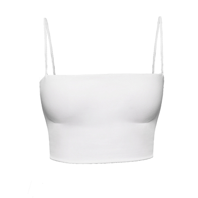 alpha细带平口背心短款带胸垫