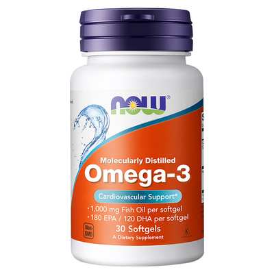 【自营】NOW诺奥美国进口Omega-3鱼油软胶囊30粒中老年深海鱼浓缩