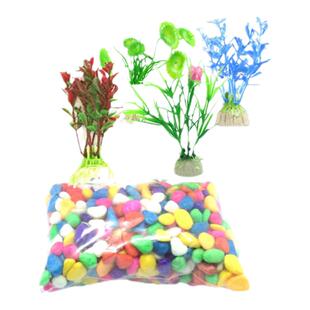 鱼缸乌龟缸水族造景小型鱼缸造景装饰品仿真假水草彩石雨花石套餐