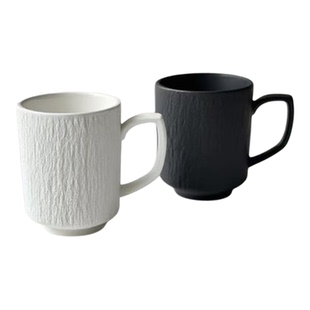隆达骨瓷杯子办公室杯子高级感轻奢特别好看的杯子 墨砂素雪